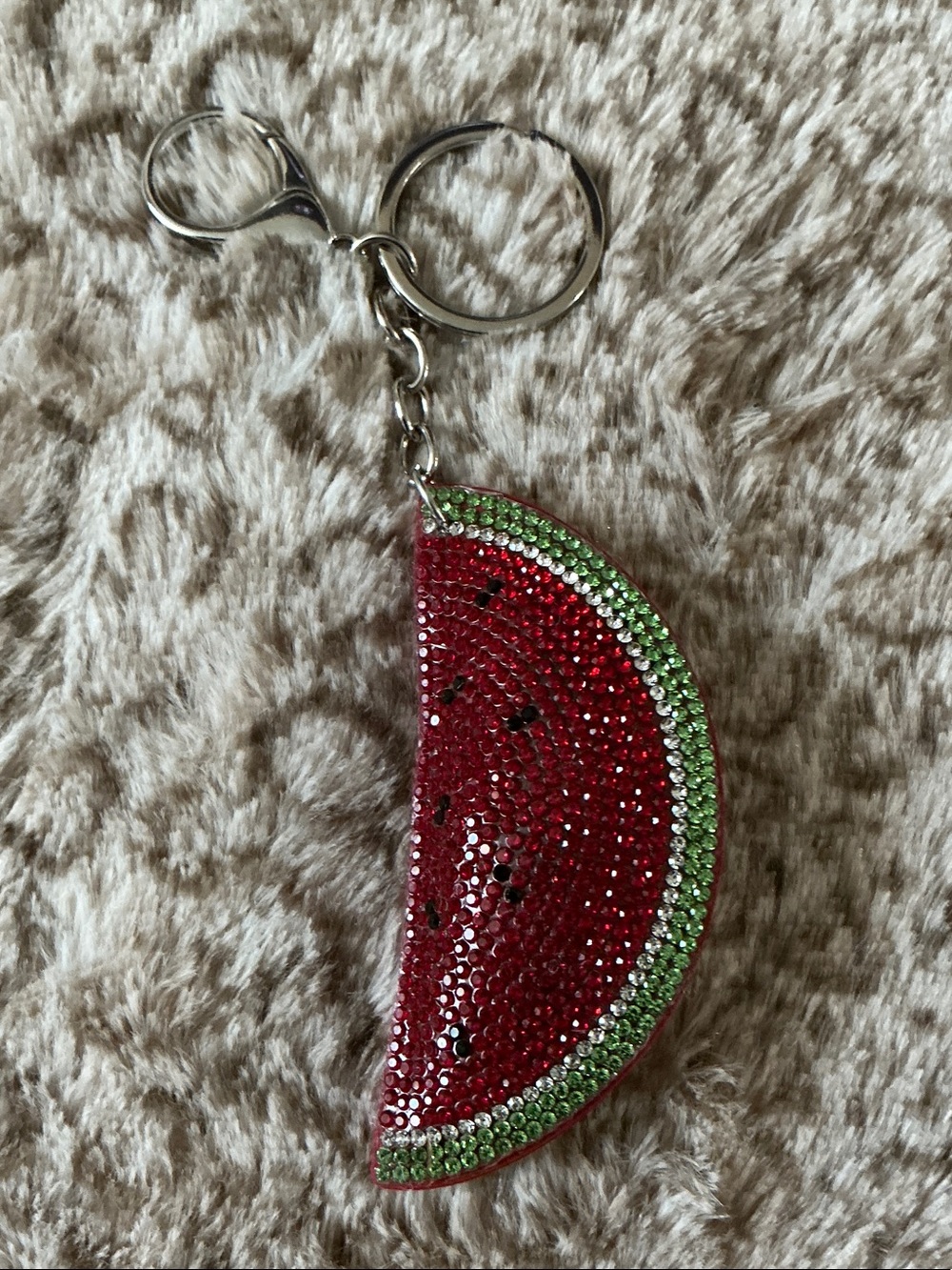 Crystal Watermelon Slice Keychain Bag Charm - Red & Green Absolutely Stunning 🤩